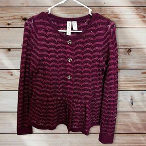 Matilda Jane Paint By Numbers Purple Peplum Cardigan Size Medium